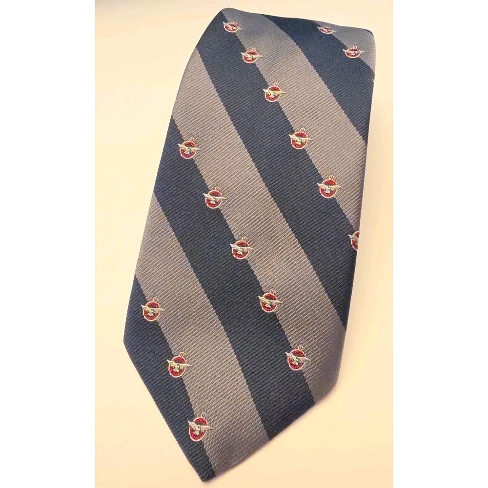 Vintage Grodins California Blue and Grey Neck Tie Flight/Eagle Pattern 3" X 55"